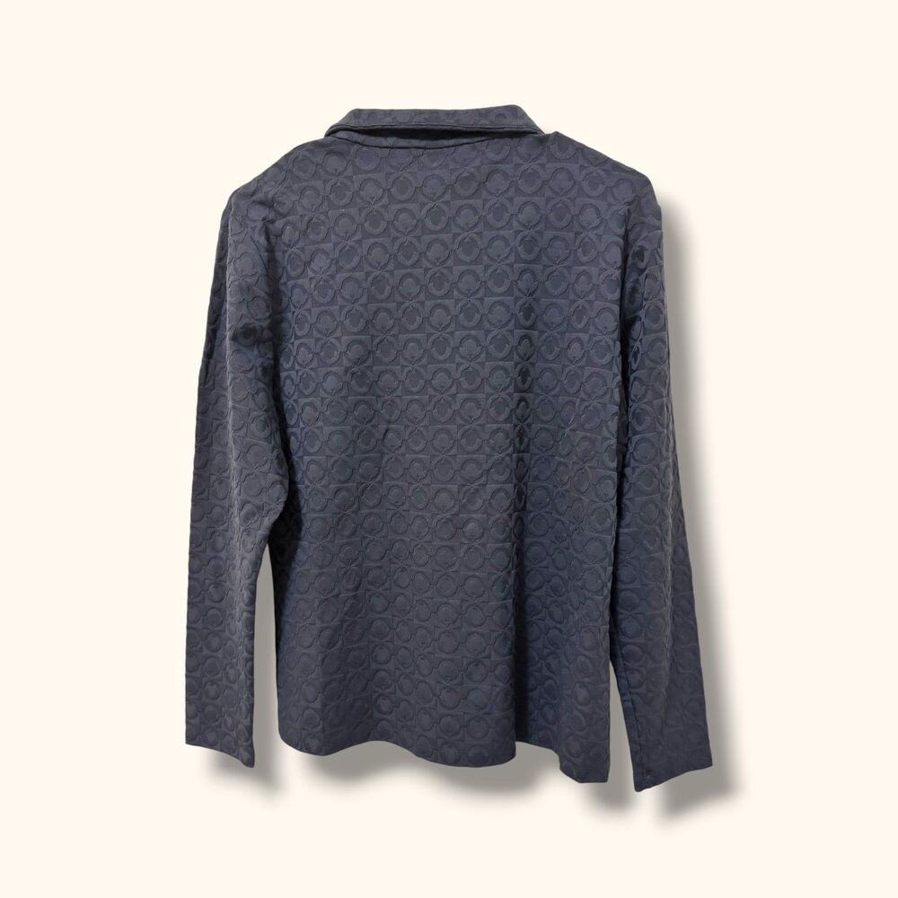 JMcLaughlin Bedford Top Women XL Navy Tulip Geo Jacquard Quarter Zip Long Sleeve - Picture 2 of 10